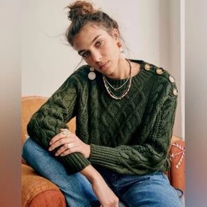 Sezane James Merino Wool Jumper in Khaki Green Size XS